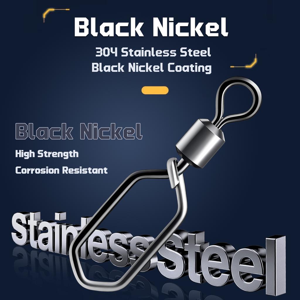 Fishing Swivels Snap 25~60Pcs Stainless Steel Fishing Rolling Barrel Swivel Interlock Clip Fishing Lure Connector Saltwater