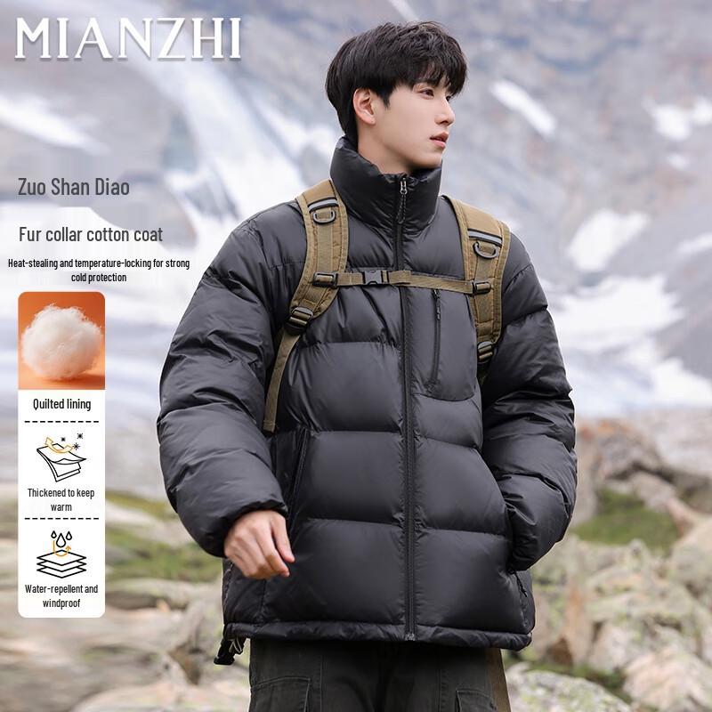 

Men s Stand Collar Puffer Jacket M