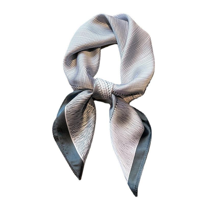 Simple striped scarf Women's silk scarf Small square scarf Versatile tie scarf Fashion hair tie bag Small silk scarf Sunscreen shawl