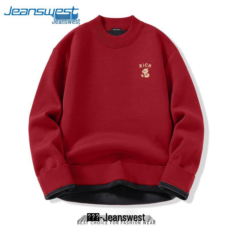 Jeanswest Men's Fleece-Lined Semi-High Neck Pullover Sweater