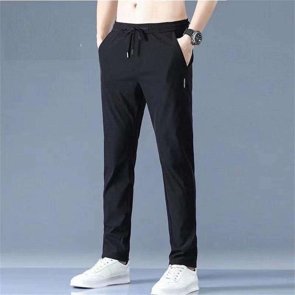 Pantalon d'été décontracté slim droit pour homme - Léger, extensible, taille élastique, coupe ample