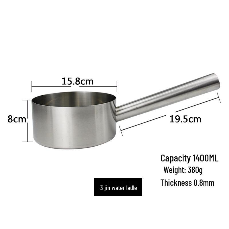 Stainless Steel Flat Bottom Kitchen Water Ladle and Soup/Milk Pot Combo.