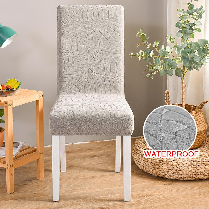 Waterproof Jacquard Chair Cover For Dining Room Thick Fabric Chair Slipcover Protector Washable Seat Cover For El Banquet 1Pc