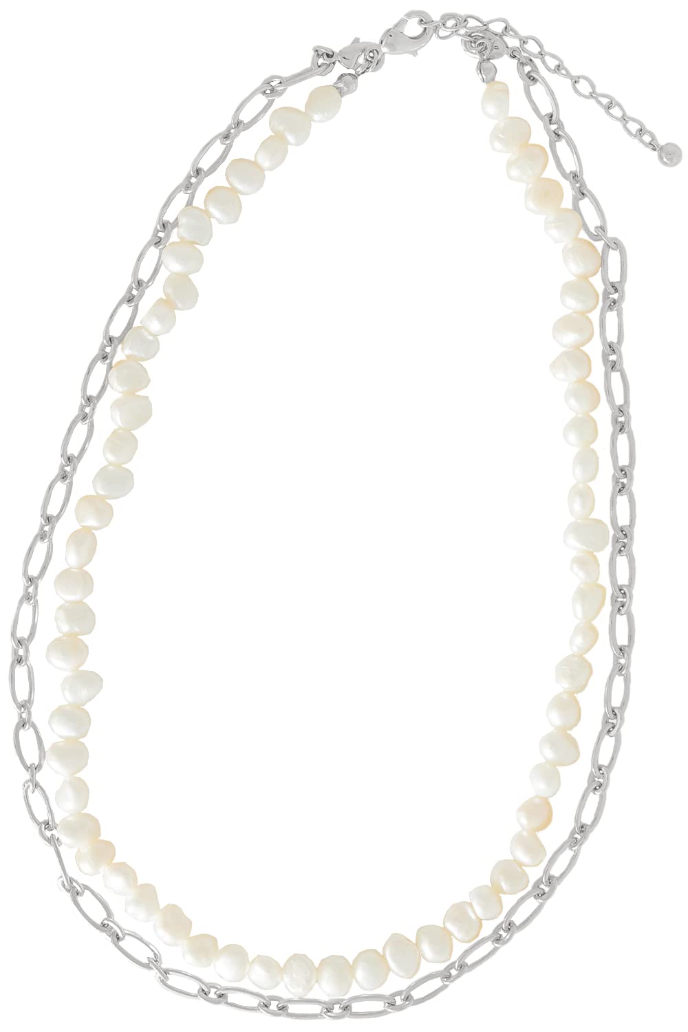 

2 Strands of Pearl School Entrance Graduation Kindergarten Visiting Shrine Freshwater Silver [Liriyano] Women s Necklace, Pearls, Chain, Ceremony, срібний
