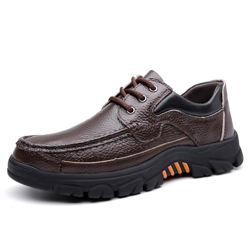 Spring Autumn New Designer Casual Shoes for Men Fashion Solid Color Leather Shoes Male Soft Sole Lace Platform Dress Shoe Man