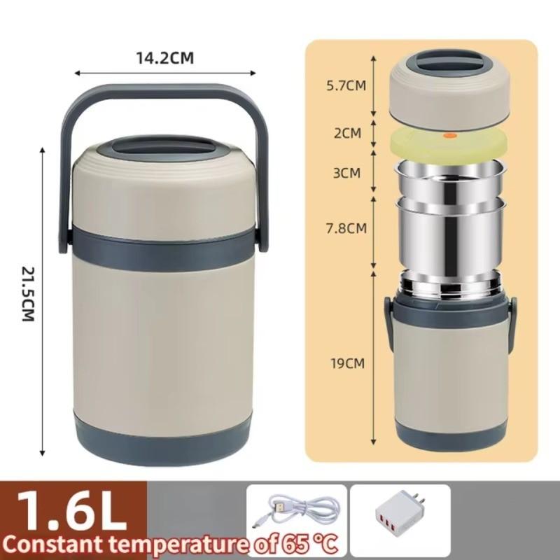 1.6L/2.0L Large Capacity Electric Heating Stainless Steel Lunch Box Lunch Box Portable Lunch Food Heater Bento Insulated Box