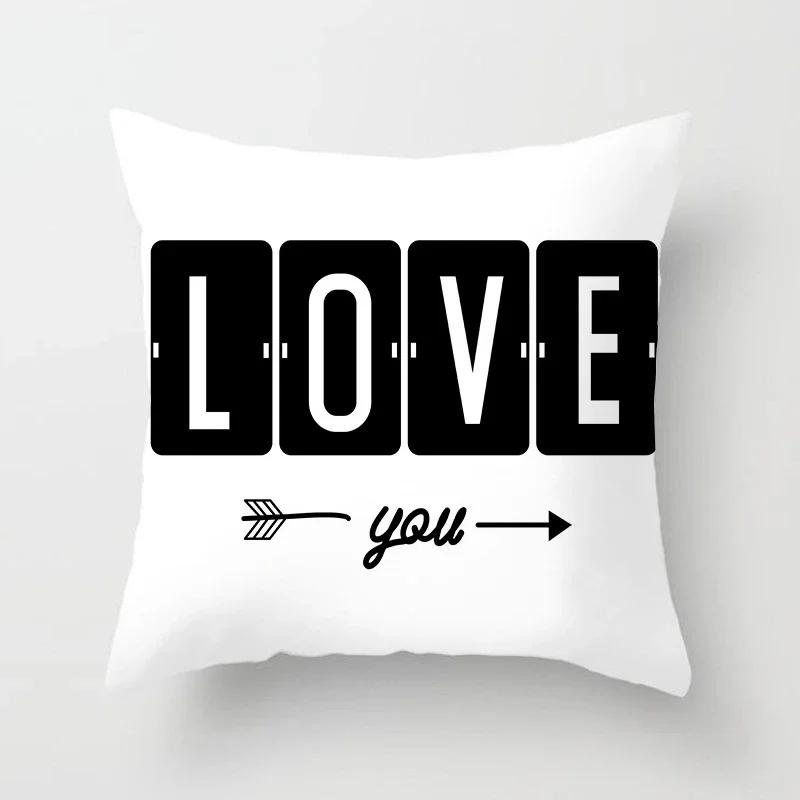 Home Decorated Black and White Geometric Cube Letter Printing Cushion Cushion Car Bedroom Living Room Sofa Pillow Sleeve