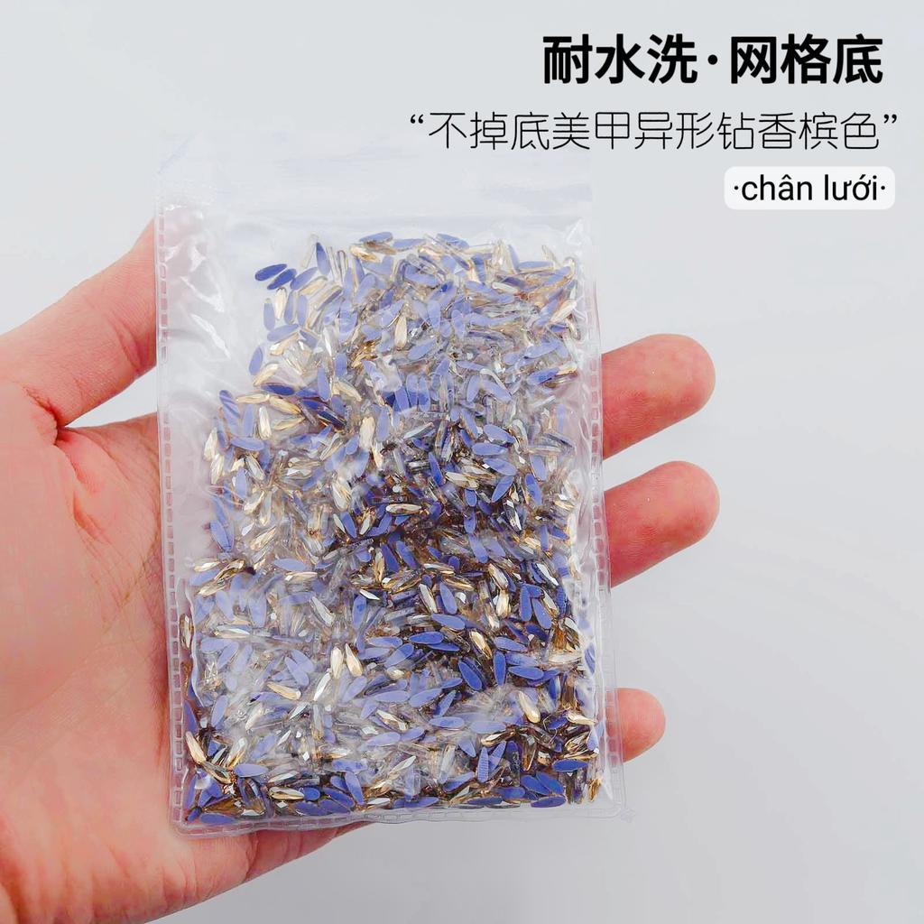 Mesh Bottom Nail Art Diamond, Champagne Special-Shaped Diamond, Small Size, No Bottom Nail Drill, Washable Flat Bottom Special-Shaped Whole Batch