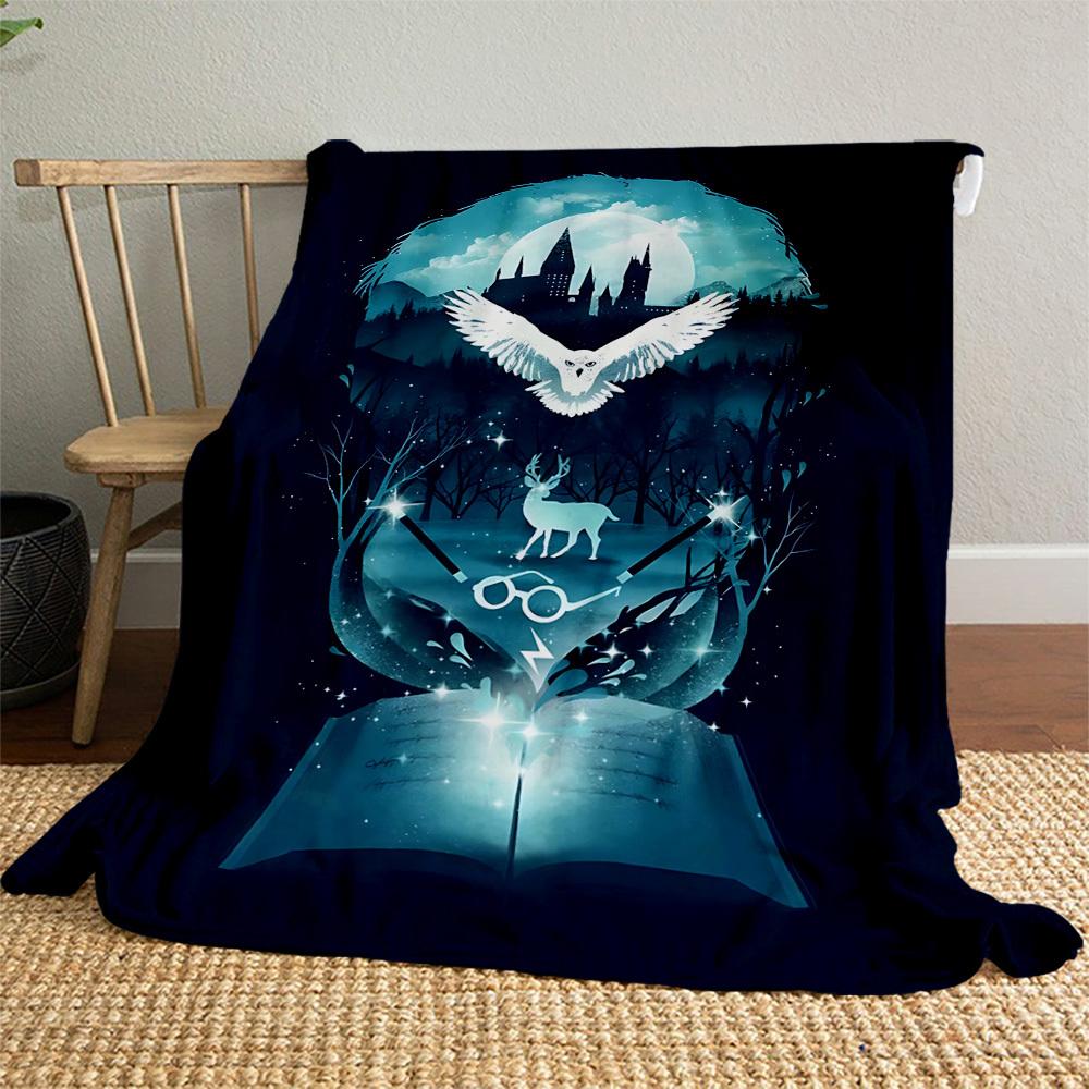 1pc Harry Potter Hogwarts Owl Outdoor Flannel Throw Blanket All Season Soft Warmth,Home Decor 1031042