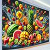 Tropical Fruits Water Splash Tapestry, Pineapple Watermelon Background Cloth, Kitchen Wall Decor