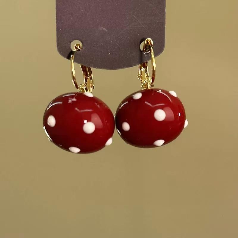 Silver Needle Ankara Red Love Stud Earrings Fashion Temperament New Earrings Light Luxury Premium Autumn and Winter
