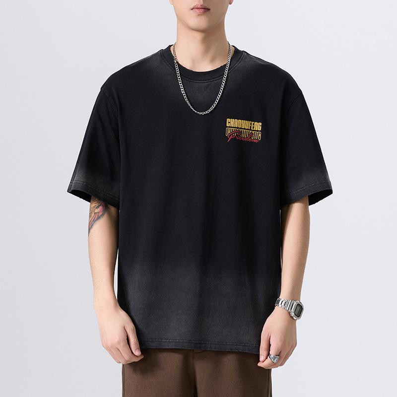 

New Summer Heavyweight Wash Short-sleeved Men s T-shirt Loose Large-size Clothes and Shirt 4XL