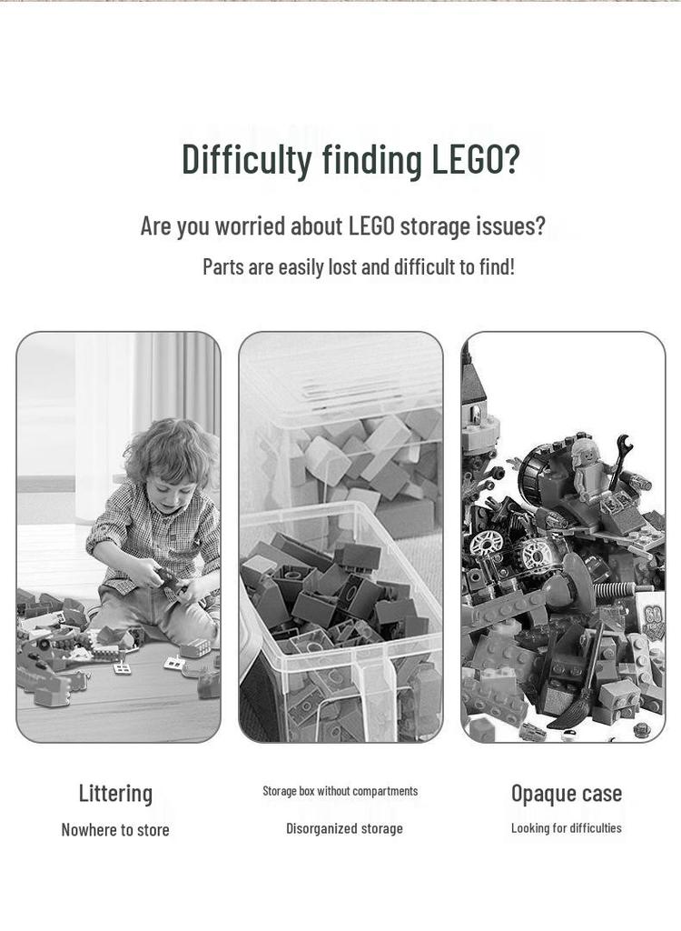 Lego Small Part Storage Box with Lid - Multi-Layer Organizer for Children's Building Blocks
