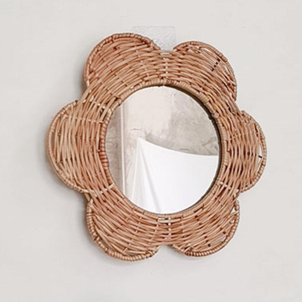 Vine Woven Wall Decoration Hanging Mirror Rattan Mirror Wicker Wall Hanging Mirror Art Decor Bohemian For Home Room Entryway