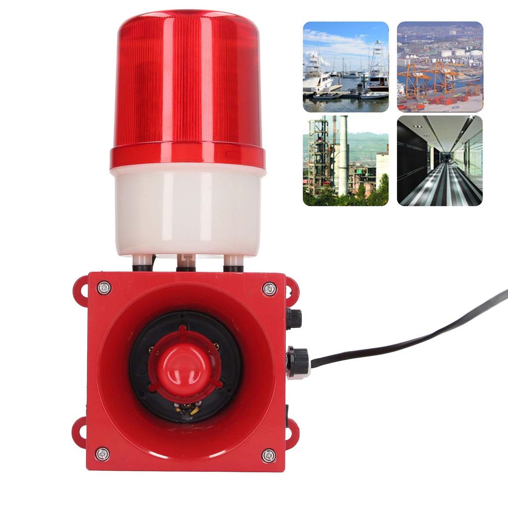 Industrial Warning Lamp 120DB Audible Visual Alarm Waterproof Security Strobe Light