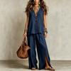 Popular 2026 summer cross-border new foreign trade women's clothing sleeveless trousers shirt loose pants two-piece set