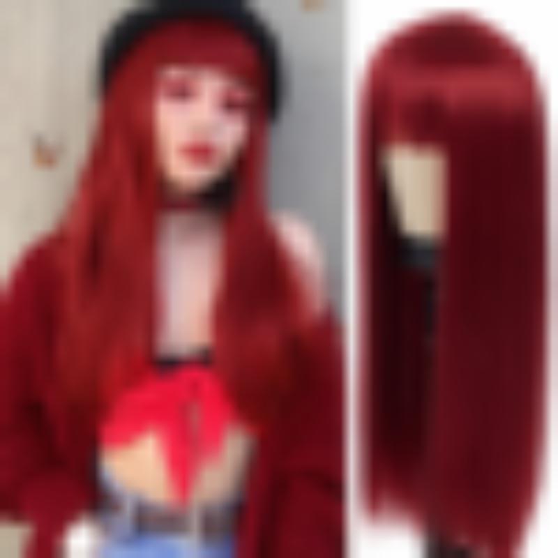 65 cm dlouhé rovné s ofinou Bílá paruka Cosplay Červená Zelená Lolita Ladies Anime Paruka z vysokoteplotních syntetických vláken