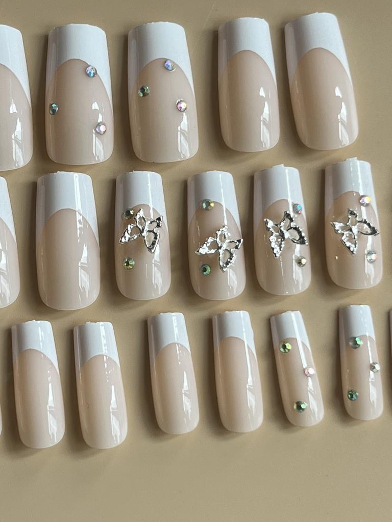 Nail Art Nail Piece French Double Butterfly Wearing Nail Special Nail Piece Fake Nail Nails