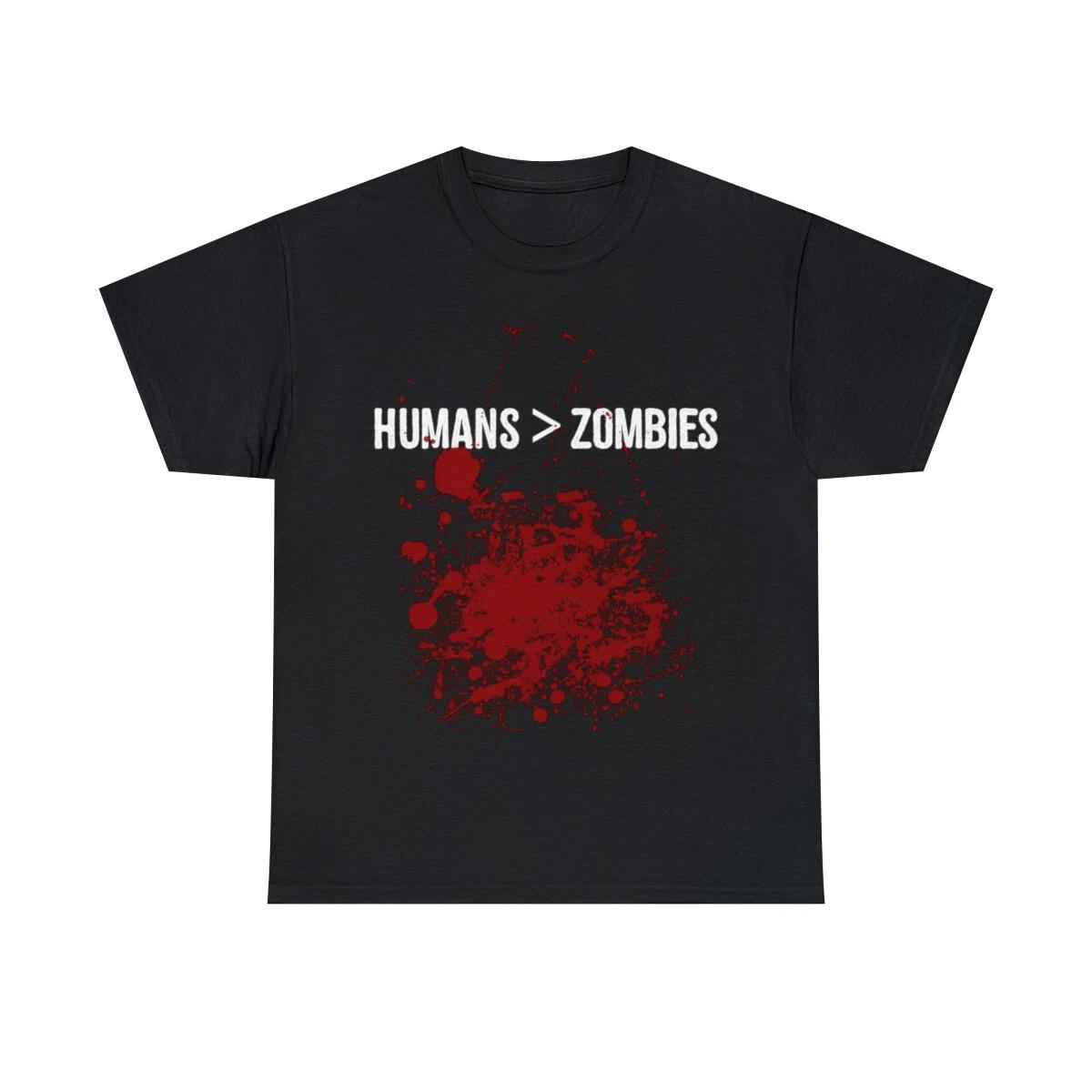 Humans Are Greater Than Zombies Graphic Tee Shirt, S-5XL 2XL