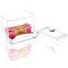Caja de soporte para almacenamiento de bastoncillos de algodón acrílico, almohadilla de algodón de maquillaje transparente portátil, contenedor de cosméticos, estuche organizador de joyería