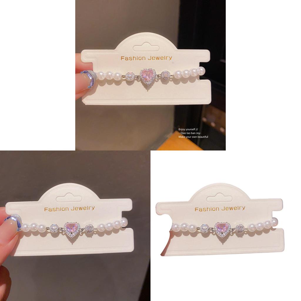 Elegant Heartshaped Artificial Pearl Bracelet With Zirconia For Women Gift Giving