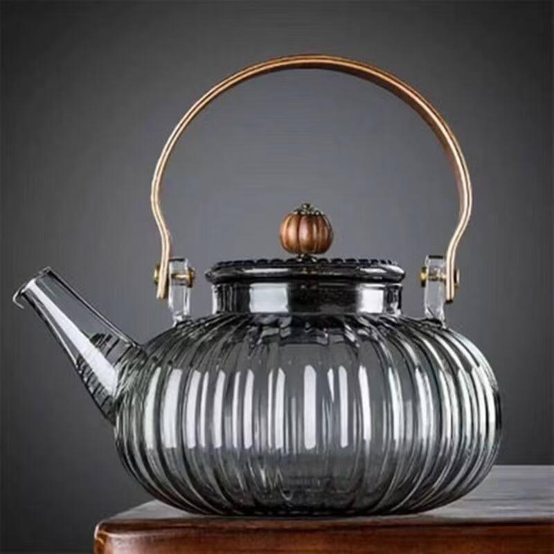 ZISIZ Striped Borosilicate Glass Tea Kettle