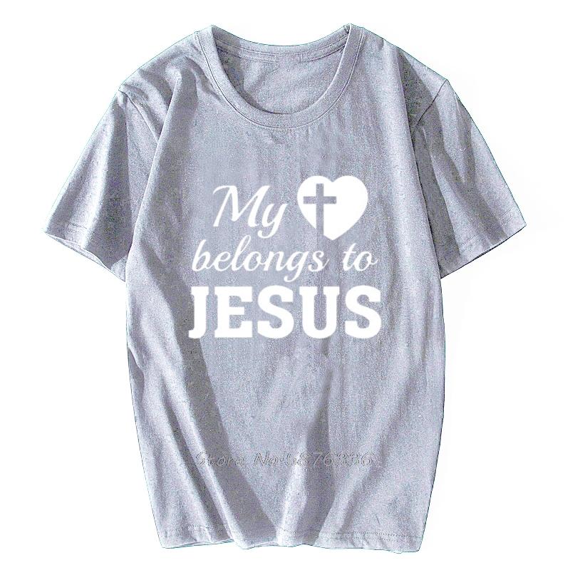 Summer Printed Jesus Saved My Life T Shirts I Belong To Jesus Tshirts Cotton Short Sleeve Christ Religion Christian Faith Tops