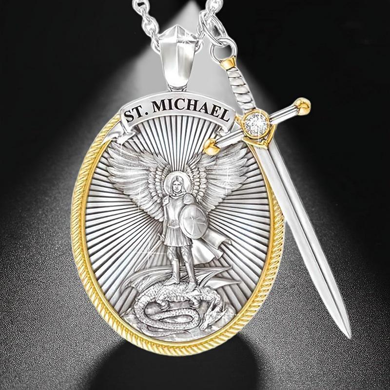 Collier Pendentif Croix de Saint Michel Épée Hip-Hop Européen et Américain Unisexe