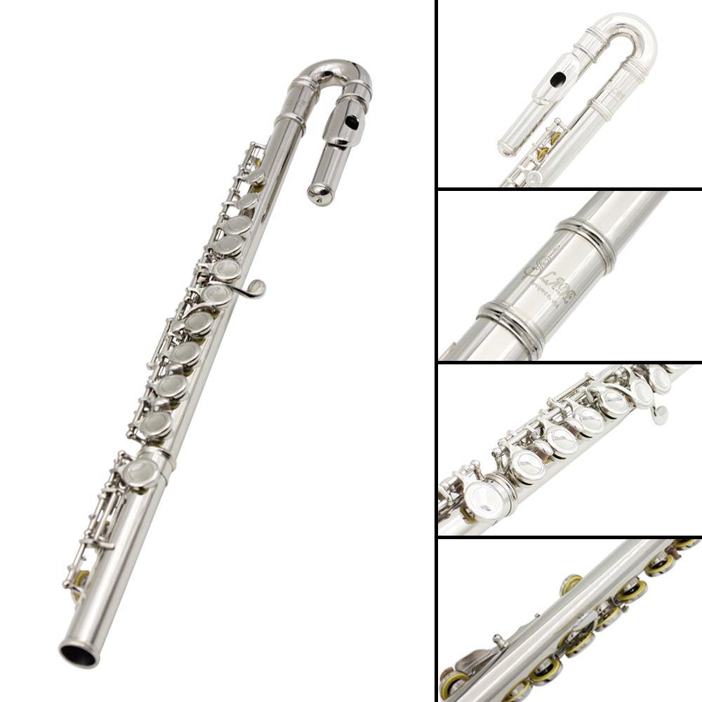 SLADE 16-Hole Closed Flute Nickel-Plated Transverse Flute | Dual Head Joints Set for Children's Concert & Practice Pro Flute