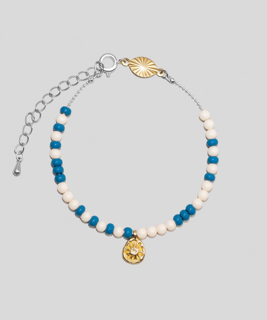 Armo Sunburst Bracelet (Cream + Denim Blue)