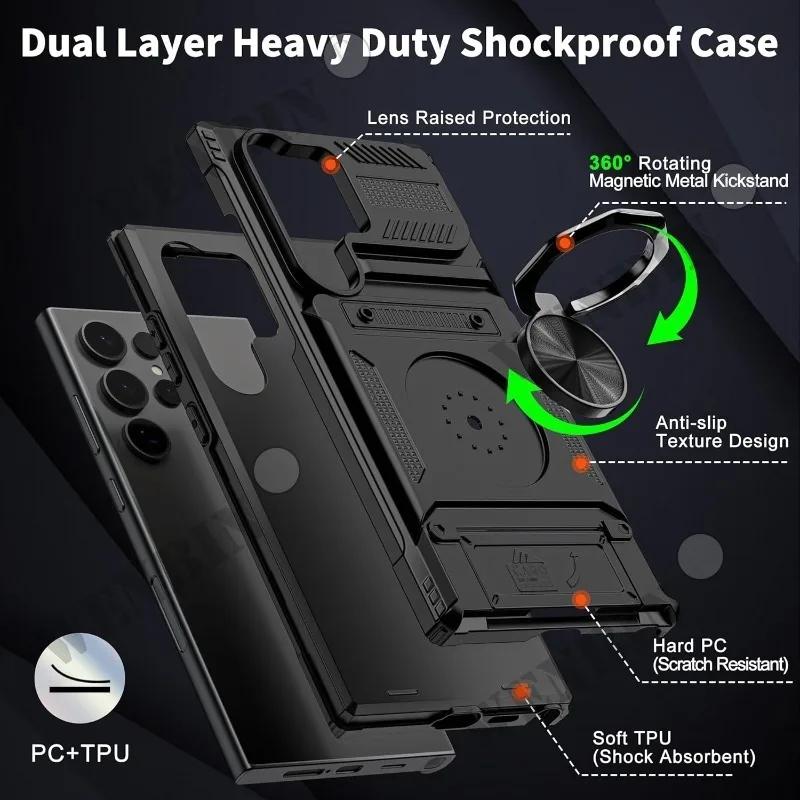 Hoesje Voor Samsung S26 Ultra S2 S24 S23 Ultra A7 A37 A17 Magnetische Roterende Ring Standaard Robuuste Valbescherming Portemonneehoes