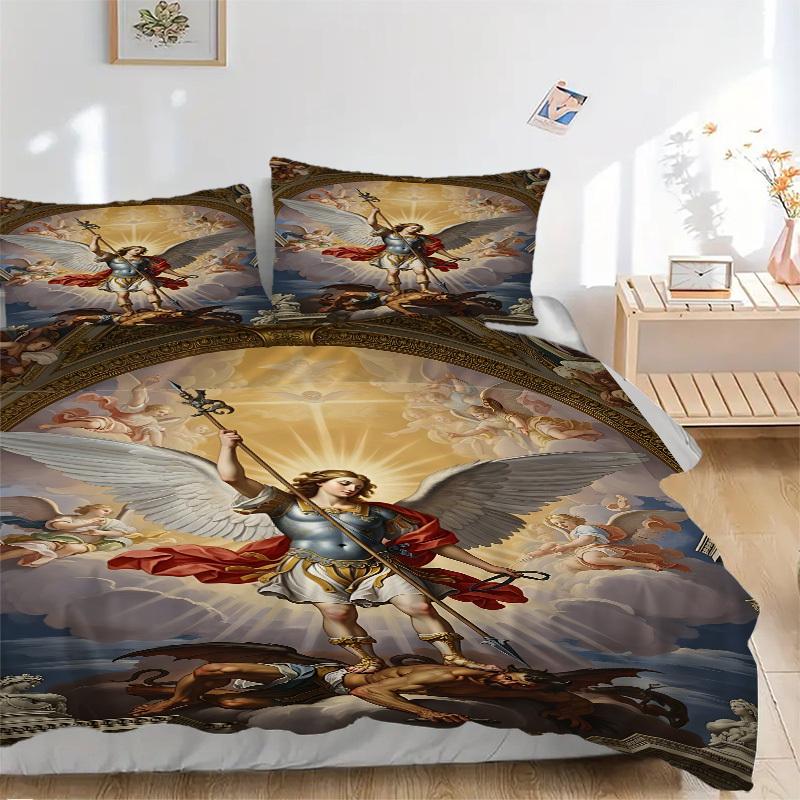 

3pcs Archangel Michael Duvet Cover Set - Machine Washable, Includes 1 Cover and 2 Pillowcases, No Core Included yy251013150 135x200cm