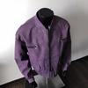 2025 Men's American Vibe Purple PU Leather Streetwear Jacket with Retro Zippers - Loose Fit