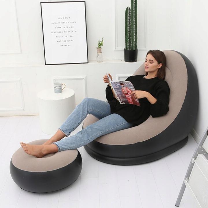 Inflatable Armchair with Footrest, Garden Beach Lounger