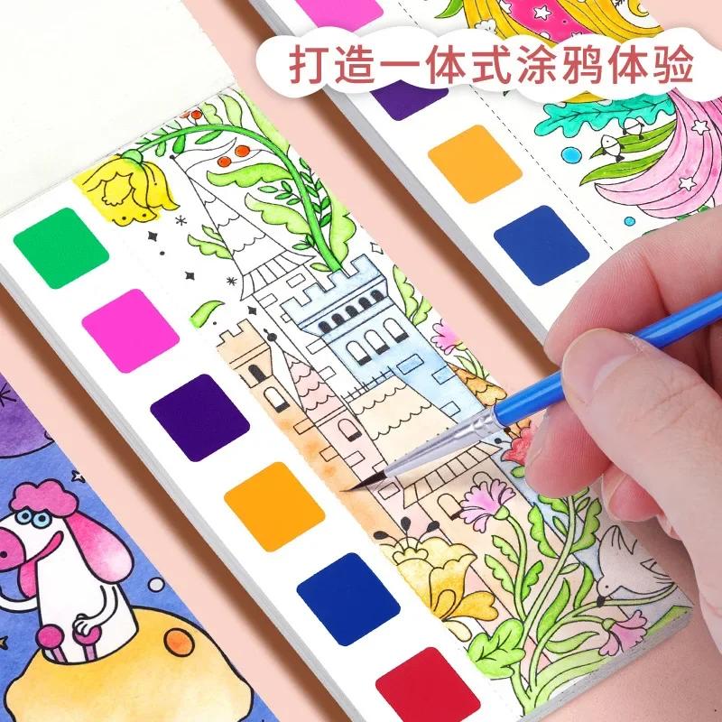 12 Sheets Pocket Kids Graffiti Picture Book Water Color Books for Children Magic Watercolor Notebook for 3+ Year Early Education