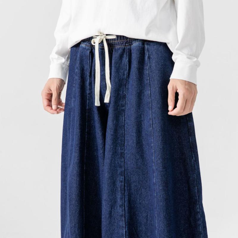 İlkbahar ve Sonbahar Erkek Fener Büyük Beden Japon Retro Bol Harem Düz Pantolon Geniş Paça Kot