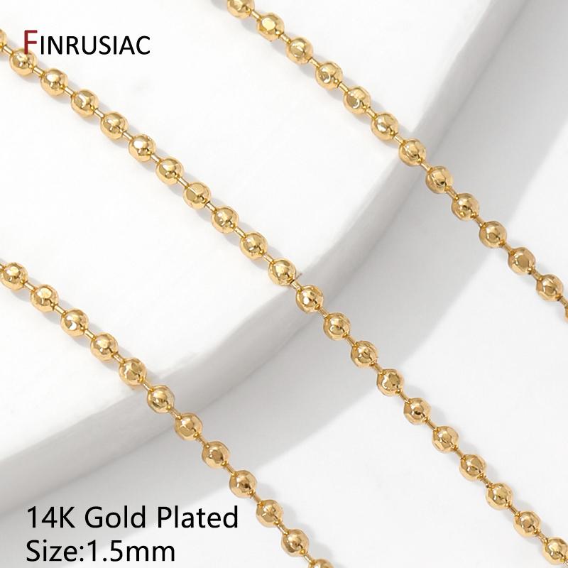 

14K Gold Plated Brass 1.2/1.5/2mm Ball Bead Chains For Jewelry Making,Beaded Chain for DIY Necklace Bracelet Making Accessories 1 meter