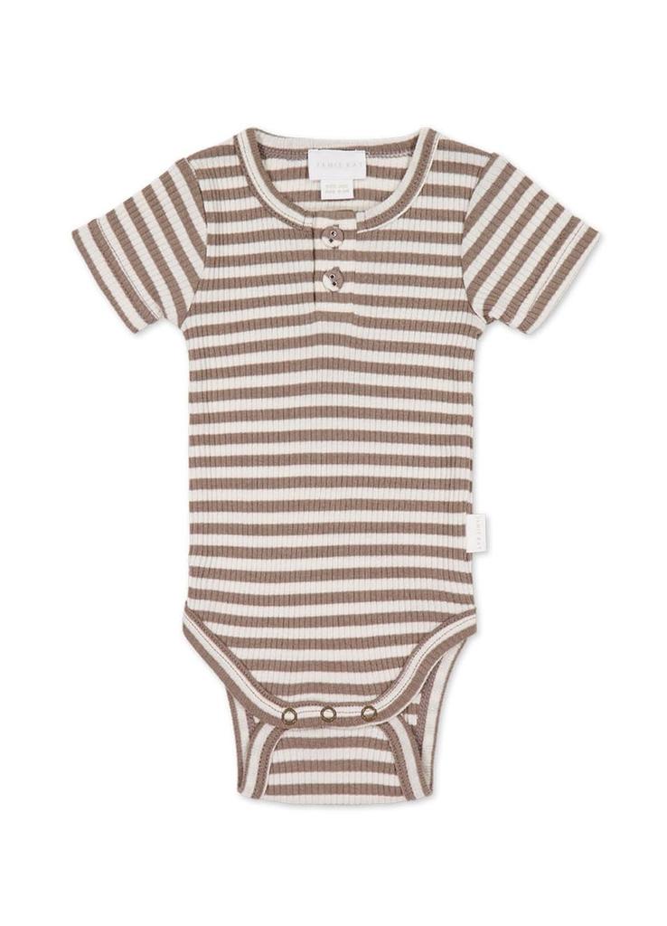 OC Short Sleeve Bodysuit Narrow Stripe JBCO251232 Baby LBRW 70 [Jamie Kay] Tweed/Cloud