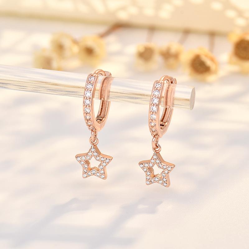 

Серьги-пусеты класса люкс в виде пятиконечных звезд, модные и элегантные, легкая роскошь, аксессуары для ушей