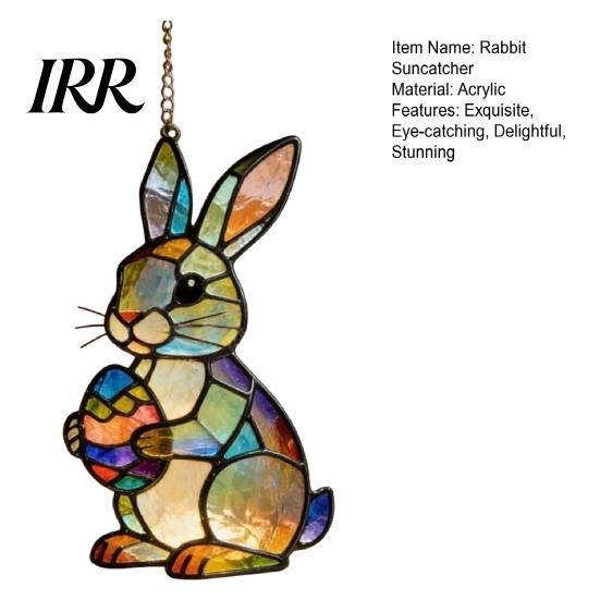 Bag Charm Accessory Easter Bunny Acrylic Suncatcher Stained Glass Style Ornament Colorful Window Hanging Decoration Indoor Outdoor Decor for