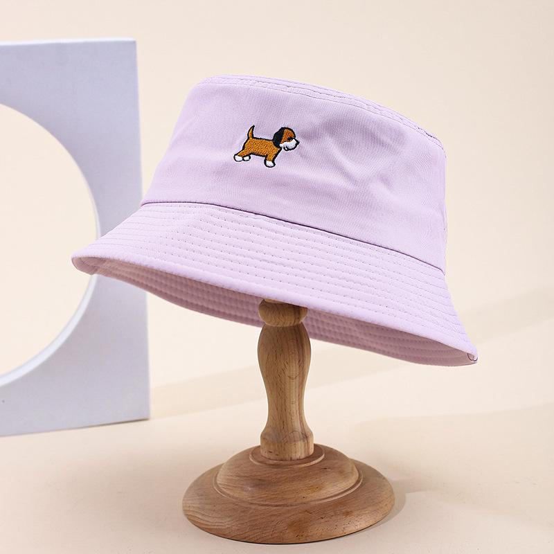 New embroidered fruit bucket hat female export double-sided can wear sunshade basin hat spot