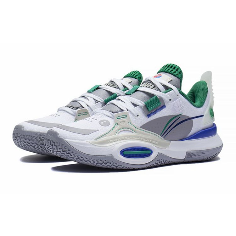 Li Ning All City 10 Trendy Versatile Non-Slip Shock Absorption Low-Top Kids Basketball Shoes Kids basketball shoes White YKBS060-9