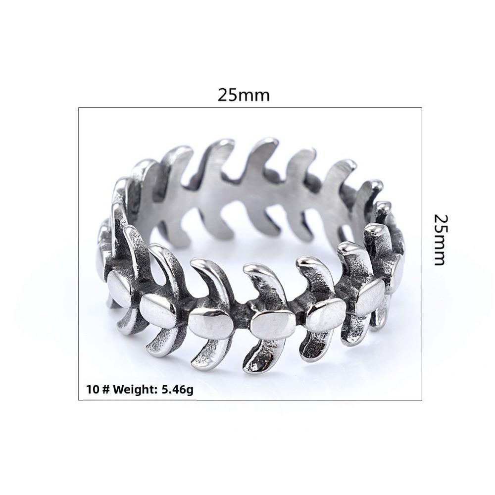 Titanium Steel Durable Colorfast Dragon Bone Design Trendy Retro High Street Ring for Men