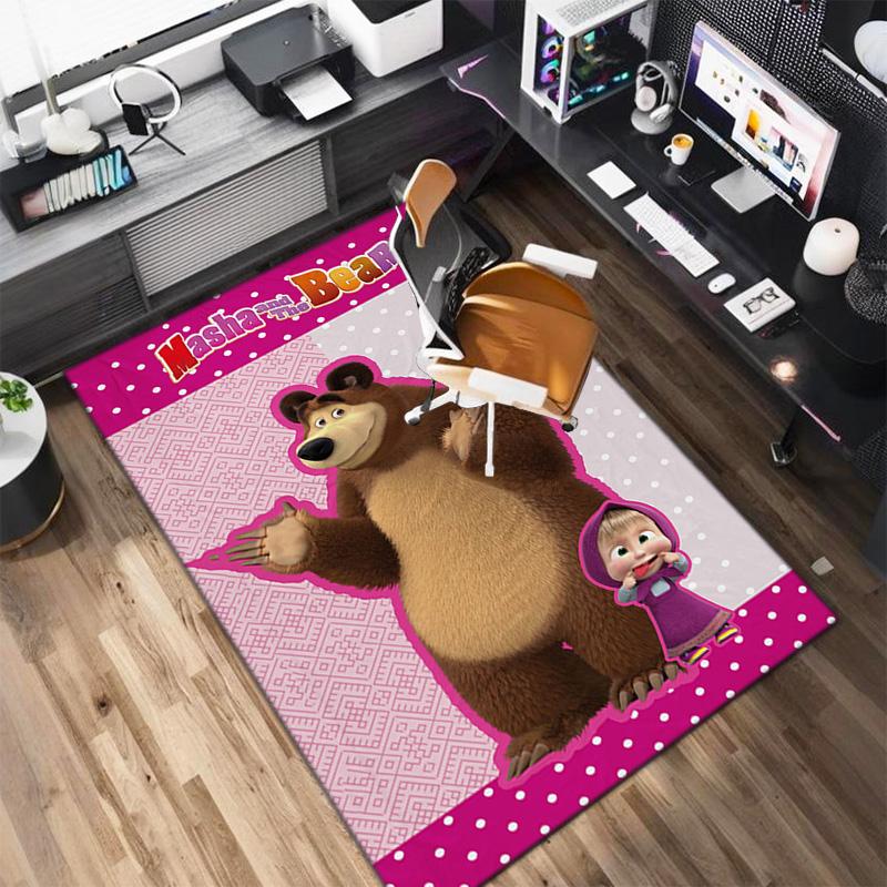 Russian animation Masha and the Bear Fairy Tale Cartoon Carpet Soft Home Living Room Bedroom Door Mat Outdoor Picnic Ground Mat rug T4