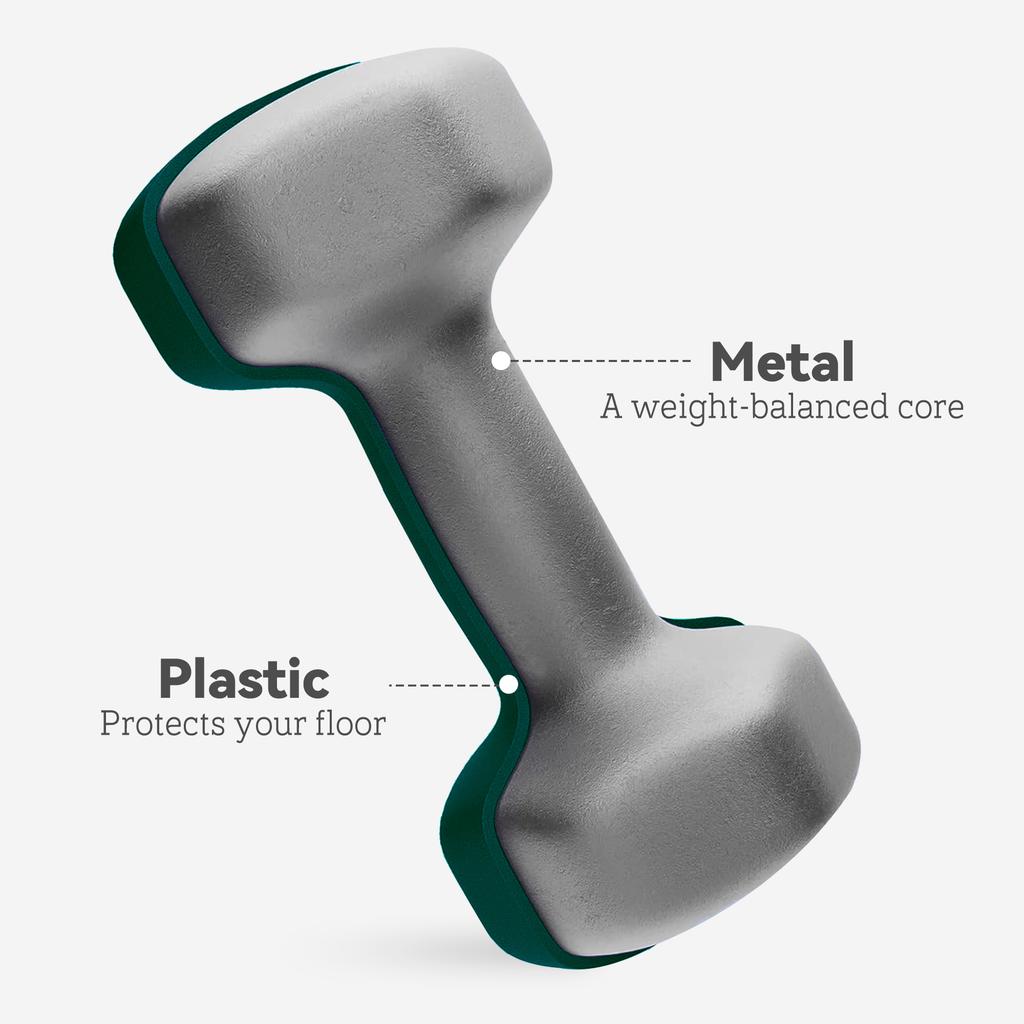 Dumbbells Set with Storage Rack, 2 x 1kg, 2 x 3kg, 2 x 5kg, Green