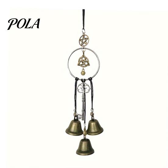 Rustic Home Hanging Decoration Witchy Bell Door Handle Ornament, Handmade Vintage Metal Wind Chime with Artisan Crafted Hemp Rope, Decorative for Boho