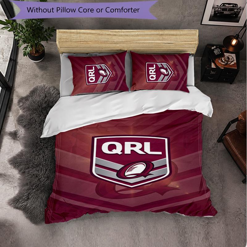 Queensland Maroons Pattern Microfiber 3Pcs Bedding Set Decor Duvet Cover Set For Bedroom Home Use