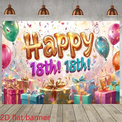 2D Glücklicher 18. Geburtstag Hintergrund, Party Foto Hintergrund