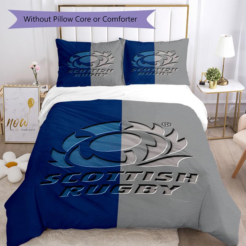 3pcs Scotland Rugby Bedding Set Duvet Cover Closure Includes 1 Duvet Cover & 2 Pillowcases, Soft and Comfortable for All Seasons.