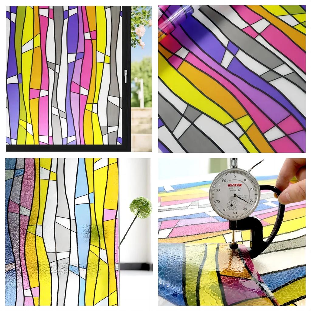 Window Privacy Film Stained Glass Window Clings Decorative Window Tinting Film for Home Anti-UV Non-Adhesive Window Stickers